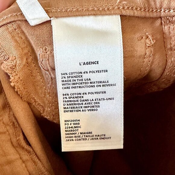 NWT L'AGENCE Margot High Rise Skinny Jean in Java Coated - Size 25 - Picture 4 of 6